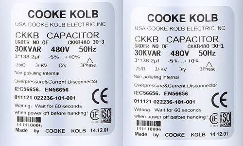 克庫伯電力電容器型號(hào)為例：