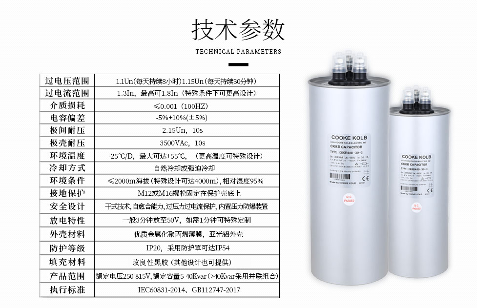 濾波型電力電容器技術(shù)參數(shù)